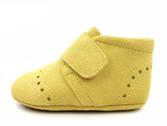 Bisgaard slippers mustard suede with lace pattern
